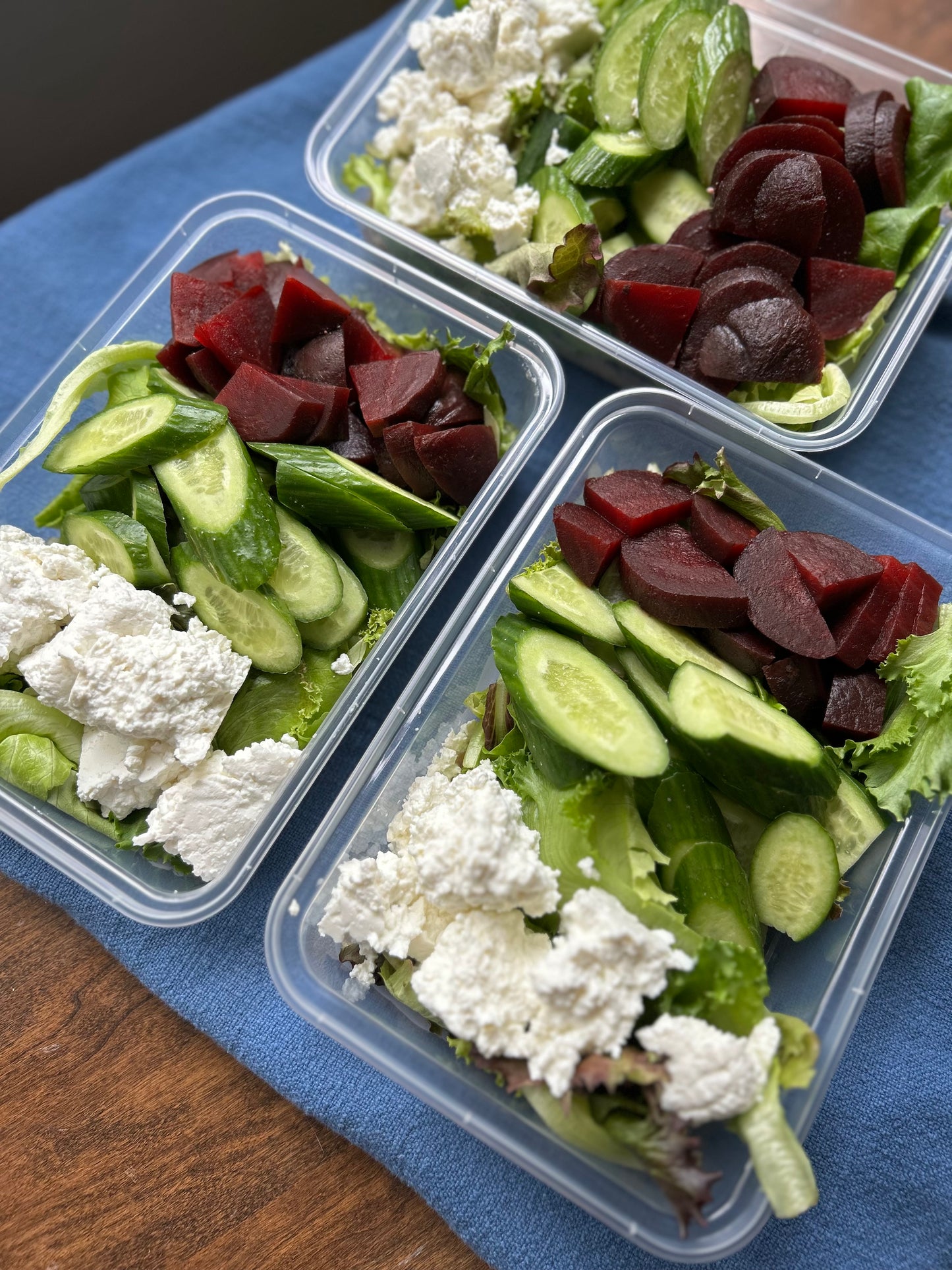 Green Salad with Quinoa,, Beets and Pressed Cottage Cheese *VG